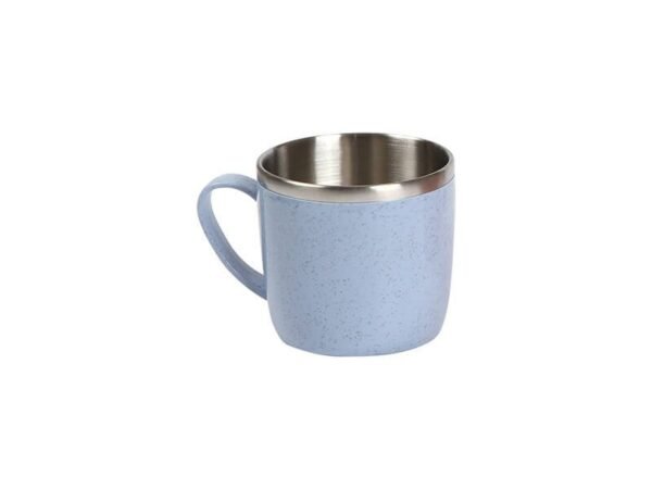 Taza Siumu fabricada en fibra de trigo y plástico con interior de acero inoxidable 200 ml, taza personalizada ecológica para campañas promocionales sustentables.