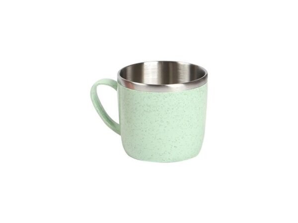 Taza Siumu fabricada en fibra de trigo y plástico con interior de acero inoxidable 200 ml, taza personalizada ecológica para campañas promocionales sustentables.