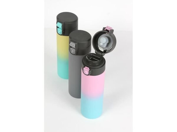 Termo Pagai Publicitario bi-tono de acero inoxidable 500 ml con botón de seguridad, termo personalizado para campañas promocionales de temporada y eventos corporativos.
