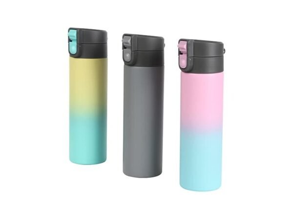 Termo Pagai Publicitario bi-tono de acero inoxidable 500 ml con botón de seguridad, termo personalizado para campañas promocionales de temporada y eventos corporativos.