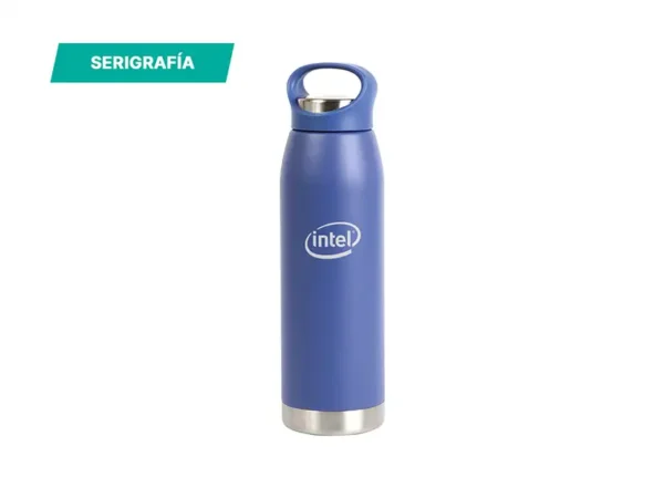 Termo Nasau de acero inoxidable de 680 ml con asa en la tapa y detalle plateado en la base.