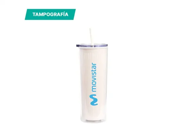 Vaso Ballwil Doble Pared 24oz con Popote - Ideal para Promociones Corporativas - Dot Factory