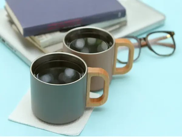 Taza Habo de Acero Inoxidable con Diseño de Madera - 300 ml - Dot Factory