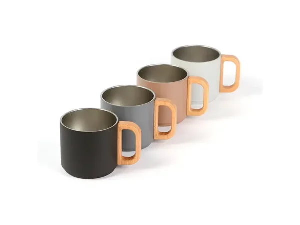 Taza Habo de Acero Inoxidable con Diseño de Madera - 300 ml - Dot Factory