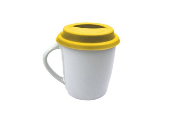 Tazon Volca de cerámica de 350 ml con base y agarre de silicón protector en diseño ergonómico.