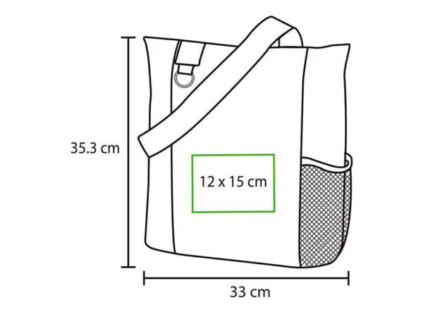 Bolsa Shopper Publicitaria de poliéster 600 con cierre y bolsa lateral de red para eventos