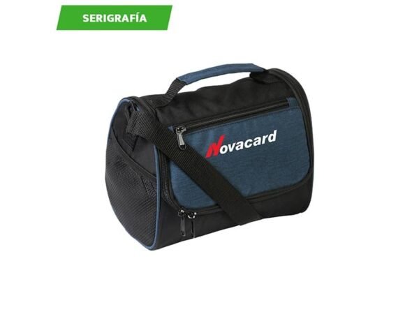 Hielera Molise de poliéster con correa de hombro y bolsillos laterales para onboarding corporativo