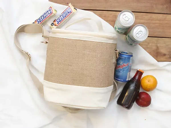 Hielera Avesta de Algodón y Yute con PEVA y Correa - Beige - Dot Factory