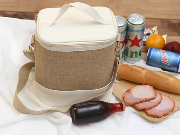 Hielera Avesta de Algodón y Yute con PEVA y Correa - Beige - Dot Factory