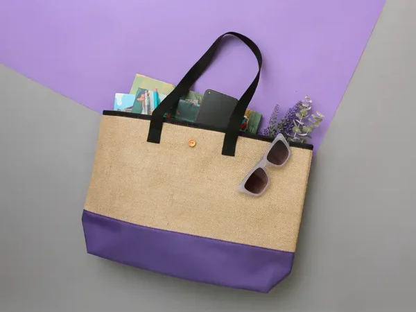 Bolsa Roig: Bolsa tipo tote ecológica con yute, tela oxford y piel de melocotón - Dot Factory