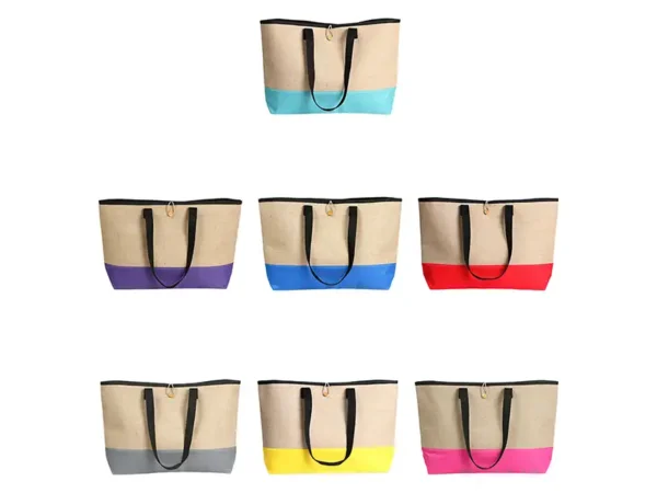 Bolsa Roig: Bolsa tipo tote ecológica con yute, tela oxford y piel de melocotón - Dot Factory