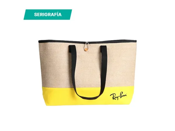 Bolsa Roig: Bolsa tipo tote ecológica con yute, tela oxford y piel de melocotón - Dot Factory