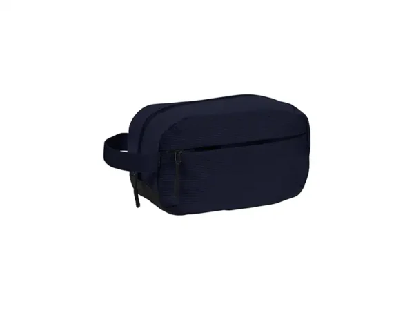 Bolsa tipo neceser Huambo de material Ripstop resistente en colores azul marino beige gris y lila para regalos corporativos de viaje. Color azul marino