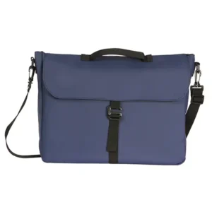 Porta Laptop Allaire de curpiel con compartimento para laptop hasta 18”, correa ajustable con cojín y broche metálico, en colores azul, beige, negro y verde militar
