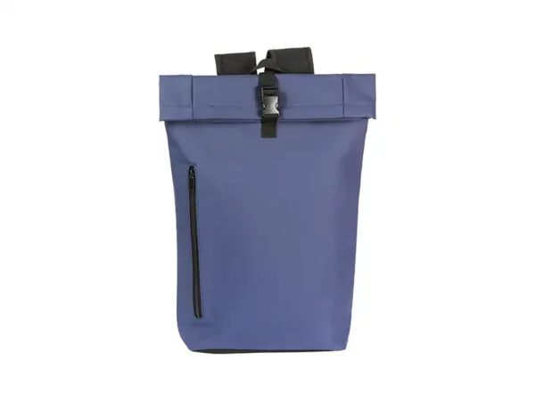 Mochila Ehrwald de curpiel con bolsillo frontal con cierre, panel acolchonado y cintas ajustables, en color Azul