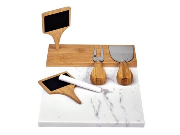 Set De Cocina Marmol - Tabla de mármol con bambú y accesorios para quesos - Dot Factory
