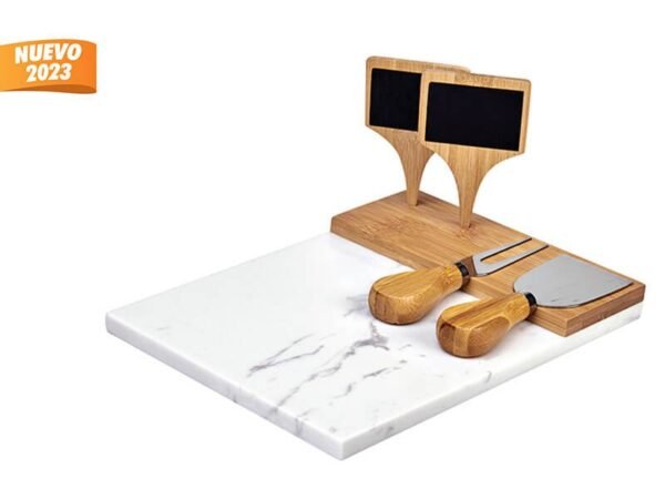 Set De Cocina Marmol - Tabla de mármol con bambú y accesorios para quesos - Dot Factory
