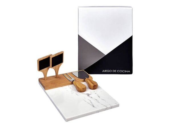 Set De Cocina Marmol - Tabla de mármol con bambú y accesorios para quesos - Dot Factory