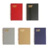 Agenda Diaria Bernetti 2027 con espiral dorada, cubierta curpiel, bolígrafo y caja de cartón individual