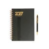 Agenda Diaria Bernetti 2027 con espiral dorada, cubierta curpiel, bolígrafo y caja de cartón individual