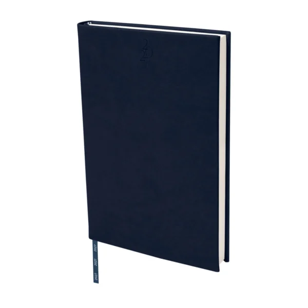 Agenda Diaria Clásica 2027 en curpiel con cubierta lisa y caja individual, formato 14 x 21 cm para empresas