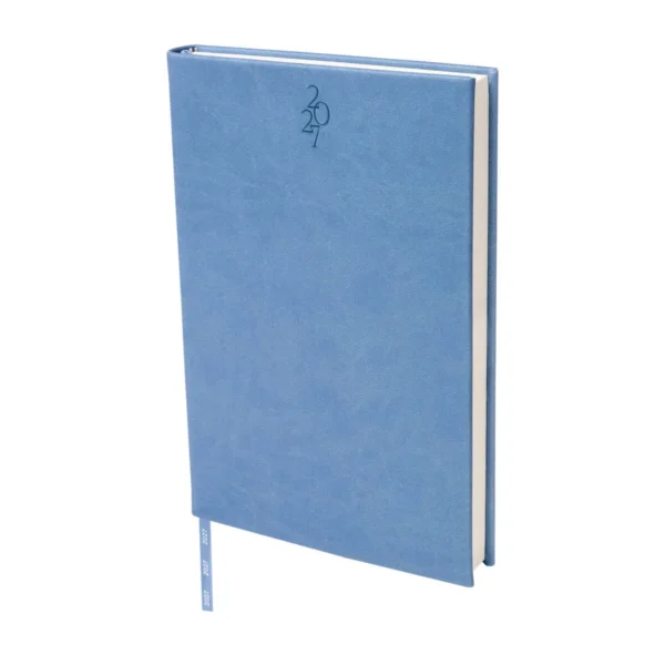 Agenda Diaria Clásica 2027 en curpiel con cubierta lisa y caja individual, formato 14 x 21 cm para empresas
