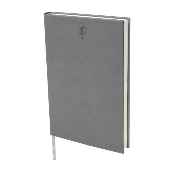 Agenda Diaria Clásica 2027 en curpiel con cubierta lisa y caja individual, formato 14 x 21 cm para empresas
