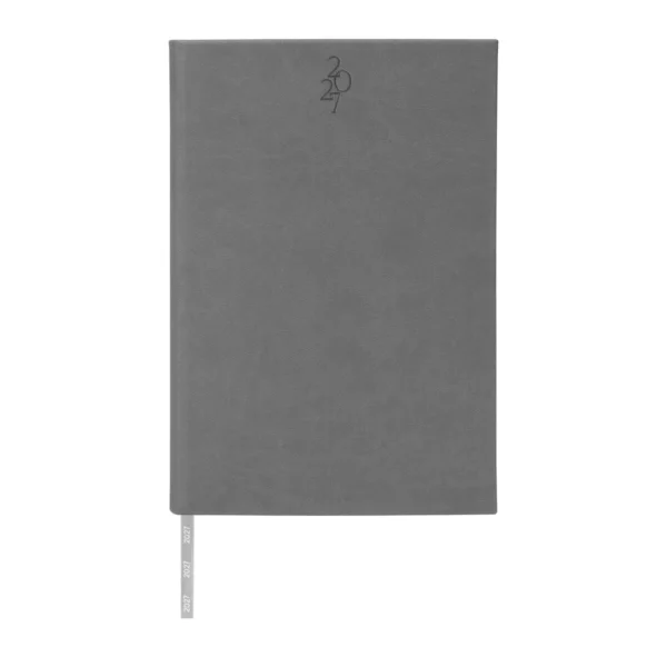 Agenda Diaria Clásica 2027 en curpiel con cubierta lisa y caja individual, formato 14 x 21 cm para empresas