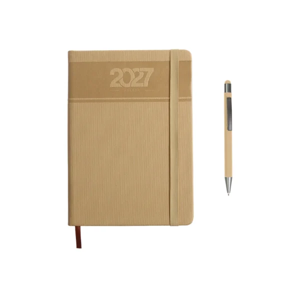 Agenda Diaria Giordano set con bolígrafo y caja de regalo, cubierta en curpiel, formato 21.3 x 15 cm