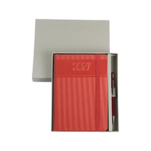 Agenda Diaria Giordano set con bolígrafo y caja de regalo, cubierta en curpiel, formato 21.3 x 15 cm