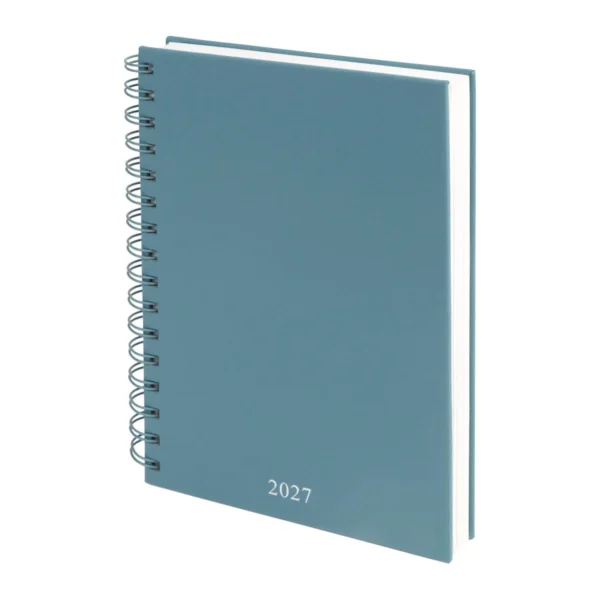 AGENDA DIARIA LETTE 2027 de curpiel con espiral metálico, bolígrafo metálico y caja tipo regalo incluidos, formato 14.5 x 21 cm