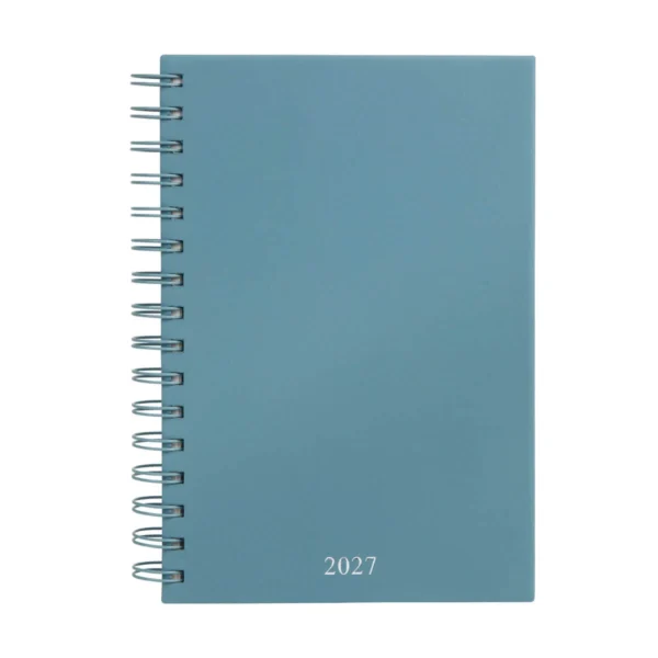 AGENDA DIARIA LETTE 2027 de curpiel con espiral metálico, bolígrafo metálico y caja tipo regalo incluidos, formato 14.5 x 21 cm