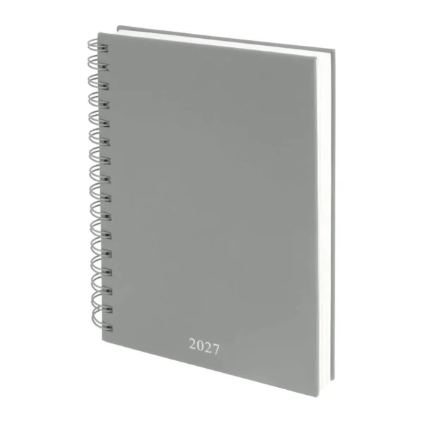 AGENDA DIARIA LETTE 2027 de curpiel con espiral metálico, bolígrafo metálico y caja tipo regalo incluidos, formato 14.5 x 21 cm