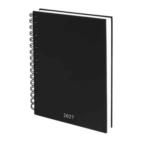 AGENDA DIARIA LETTE 2027 de curpiel con espiral metálico, bolígrafo metálico y caja tipo regalo incluidos, formato 14.5 x 21 cm