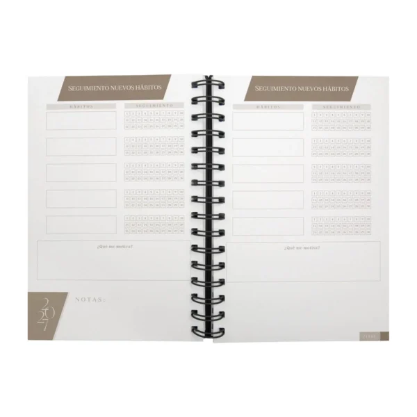 AGENDA DIARIA LETTE 2027 de curpiel con espiral metálico, bolígrafo metálico y caja tipo regalo incluidos, formato 14.5 x 21 cm