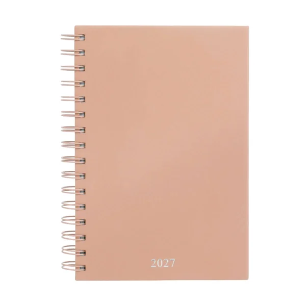 AGENDA DIARIA LETTE 2027 de curpiel con espiral metálico, bolígrafo metálico y caja tipo regalo incluidos, formato 14.5 x 21 cm