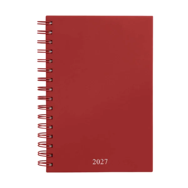 AGENDA DIARIA LETTE 2027 de curpiel con espiral metálico, bolígrafo metálico y caja tipo regalo incluidos, formato 14.5 x 21 cm