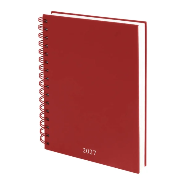 AGENDA DIARIA LETTE 2027 de curpiel con espiral metálico, bolígrafo metálico y caja tipo regalo incluidos, formato 14.5 x 21 cm