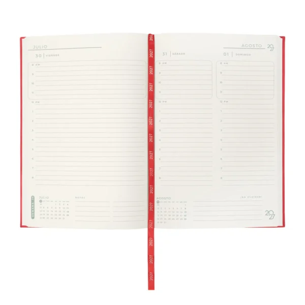 Agenda Diaria TERRA 2027 en curpiel con caja individual incluida, formato 14 x 21 cm para empresas