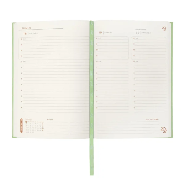 Agenda Diaria TERRA 2027 en curpiel con caja individual incluida, formato 14 x 21 cm para empresas