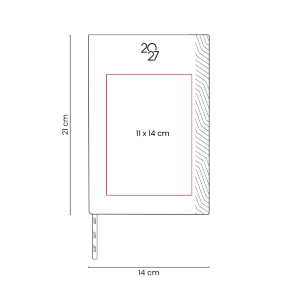 Agenda Diaria TERRA 2027 en curpiel con caja individual incluida, formato 14 x 21 cm para empresas