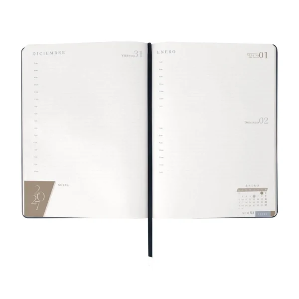 AGENDA DIARIA ULTRA 2027 en curpiel formato 20x27 cm con caja individual y 174 hojas de planeación diaria
