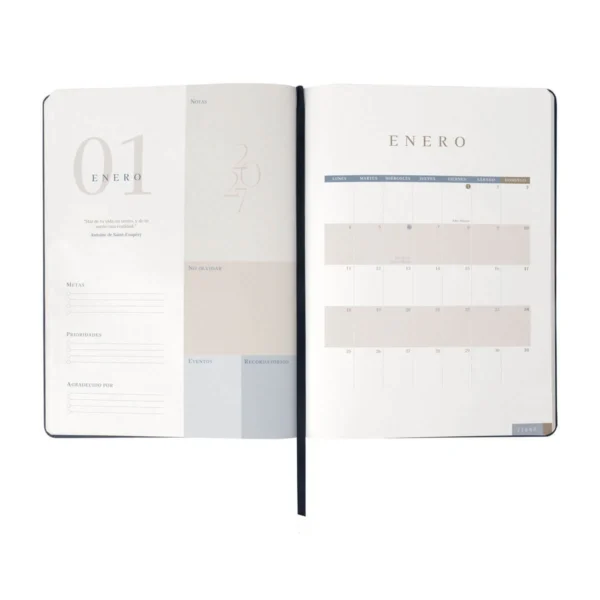 AGENDA DIARIA ULTRA 2027 en curpiel formato 20x27 cm con caja individual y 174 hojas de planeación diaria