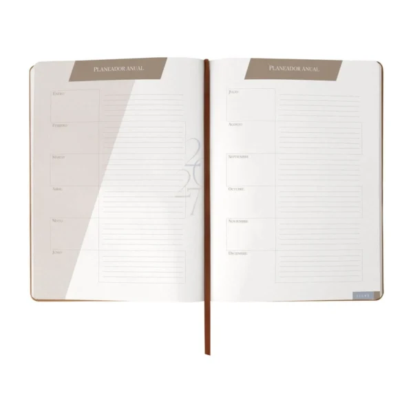AGENDA DIARIA ULTRA 2027 en curpiel formato 20x27 cm con caja individual y 174 hojas de planeación diaria