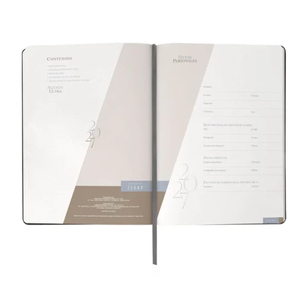 AGENDA DIARIA ULTRA 2027 en curpiel formato 20x27 cm con caja individual y 174 hojas de planeación diaria