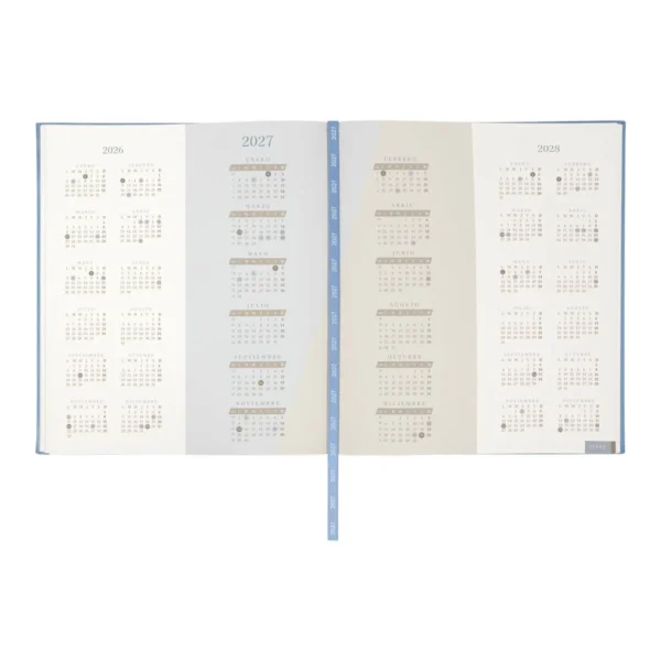 Agenda Ejecutiva Clásica 2027 de tapa en curpiel con área de impresión de 16 x 15 cm, formato 20.5 x 23.5 cm, con caja individual