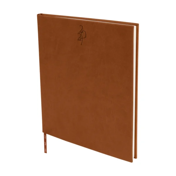 Agenda Ejecutiva Clásica 2027 de tapa en curpiel con área de impresión de 16 x 15 cm, formato 20.5 x 23.5 cm, con caja individual