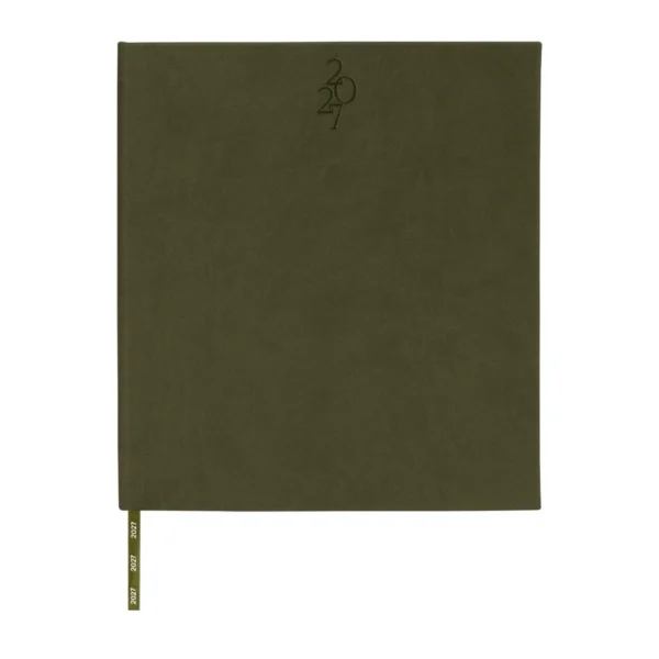 Agenda Ejecutiva Clásica 2027 de tapa en curpiel con área de impresión de 16 x 15 cm, formato 20.5 x 23.5 cm, con caja individual