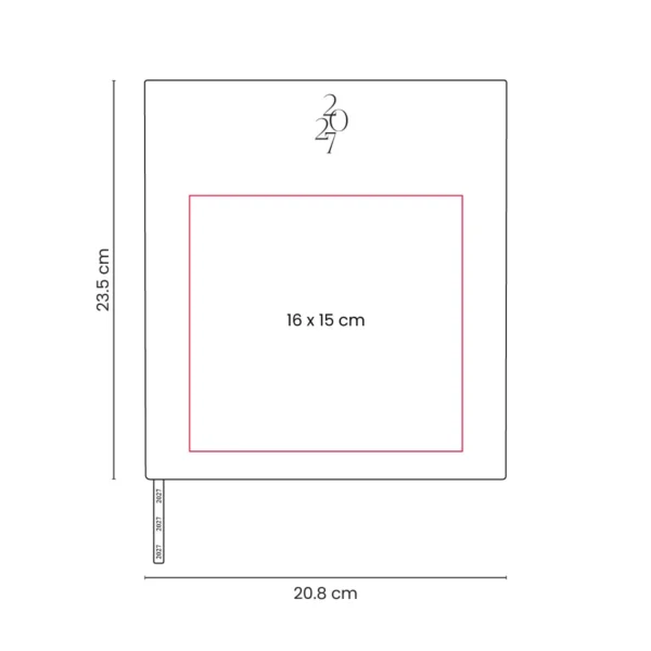 Agenda Ejecutiva Clásica 2027 de tapa en curpiel con área de impresión de 16 x 15 cm, formato 20.5 x 23.5 cm, con caja individual