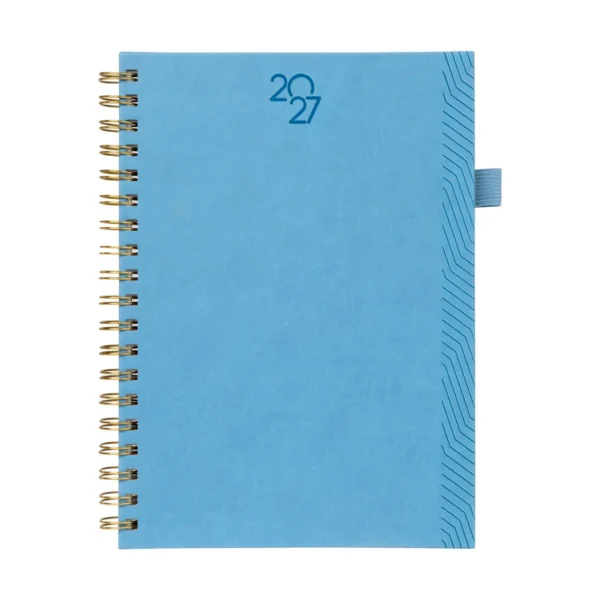 Agenda Semanal Terra 2027 con tapa de curpiel, bolígrafo incluido y caja individual para empresas
